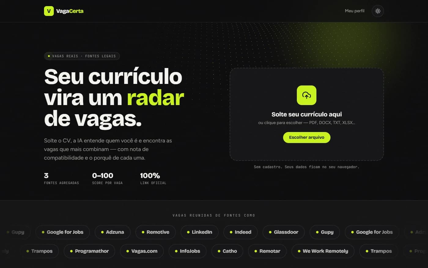 Vaga Certa em funcionamento